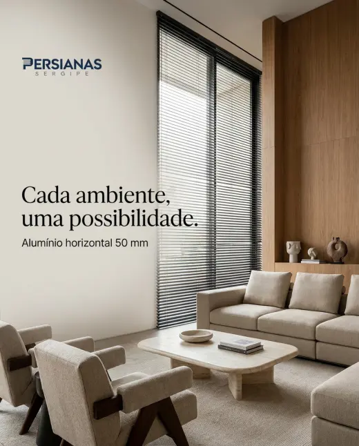 Horizontal de alumínio 50 mm instalada em um ambiente