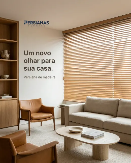 Horizontal de madeira instalada em um ambiente